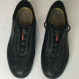 Ecco Mens Black Leather Casual Sneakers Sh…